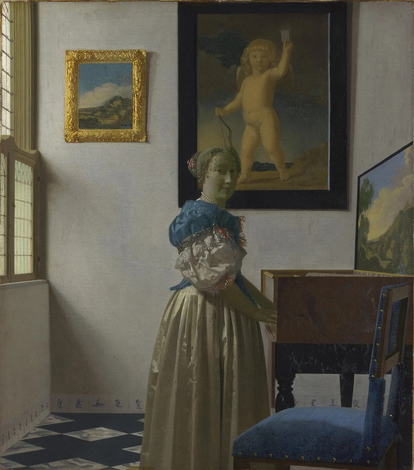 Jeune femme debout devant un virginal de Vermeer, National Gallery de Londres